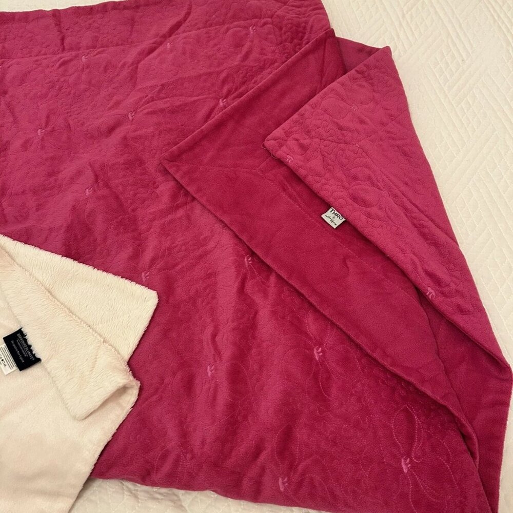 2 Throws size 50 x 60 inches Magenta Color and light Cream